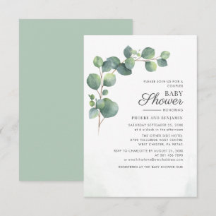 Eukalyptus Greenery Watercolor Baby Shower Einladung