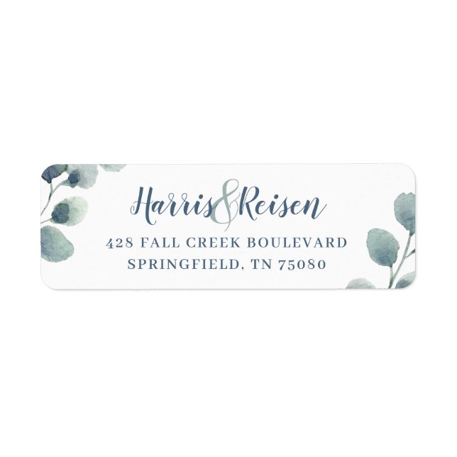 Eukalyptus Greenery Watercolor Foliage Dusty Blue (Vorne)