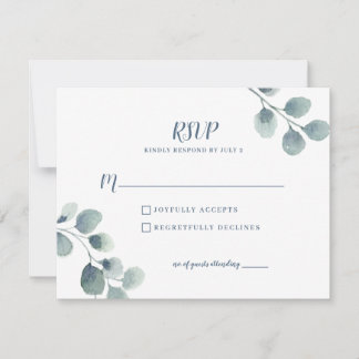 Eukalyptus Greenery Watercolor Foliage Dusty Blue RSVP Karte