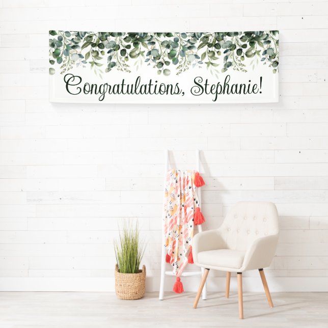 Eukalyptus Greenery Watercolor Gratulation Banner (Insitu)