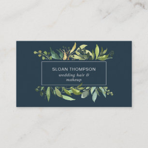 Eukalyptus Greenery Watercolor Navy Visitenkarte