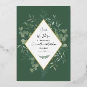 Eukalyptus Greenery Watercolor Save the Date Foil Folieneinladung
