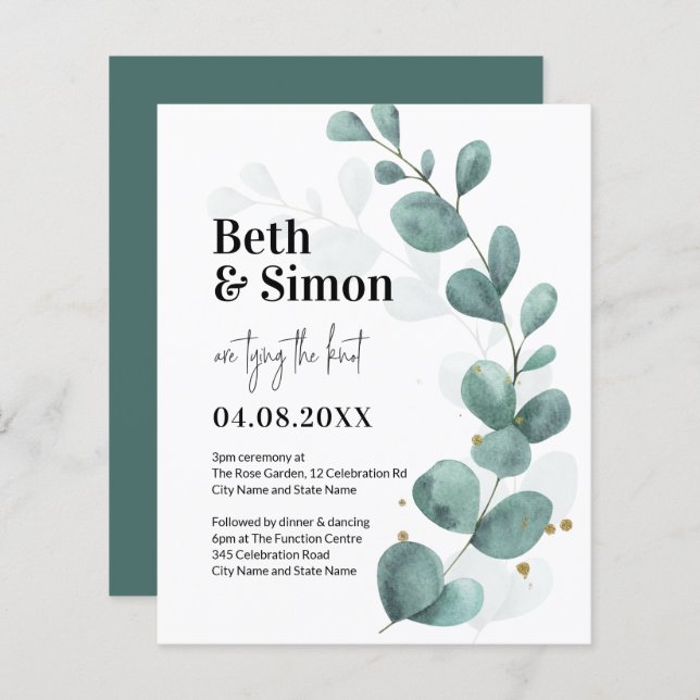 Eukalyptus Greenery Watercolor Wedding (Vorne/Hinten)