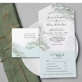 Eukalyptus Greenery Watercolor Wedding All In One Einladung