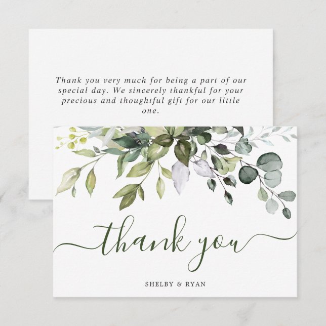 Eukalyptus Greenery Watercolor Wedding Dankeskarte (Vorne/Hinten)