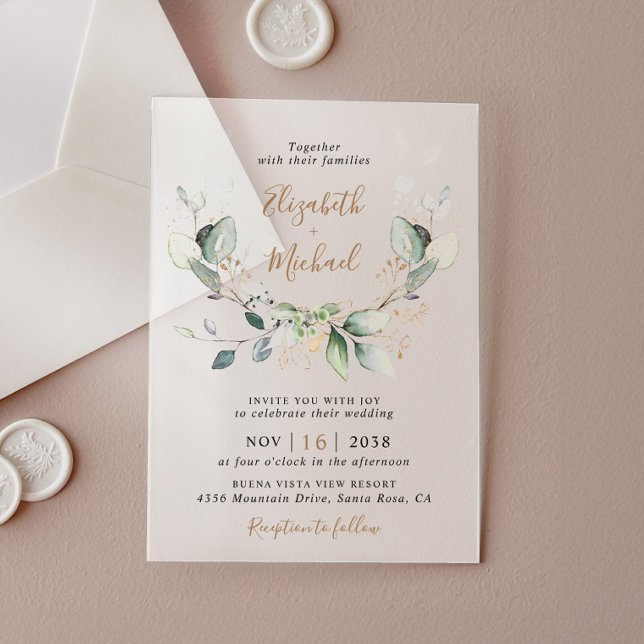 Eukalyptus Greenery Watercolor Wedding Mattiert Acryleinladungen (Celebrate your wedding in style with our elegant acrylic invitations
)