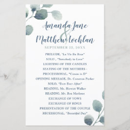 Eukalyptus Greenery Watercolor Wedding Program