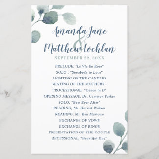 Eukalyptus Greenery Watercolor Wedding Program