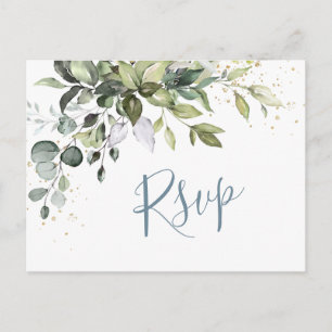 Eukalyptus Greenery Watercolor Wedding RSVP Postkarte