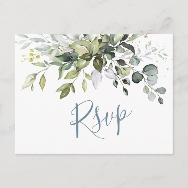 Eukalyptus Greenery Watercolor Wedding RSVP Postkarte (Vorderseite)