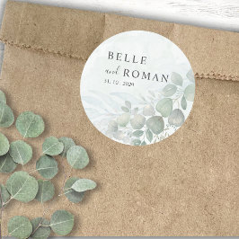 Eukalyptus Greenery Watercolor Wedding Runder Aufkleber