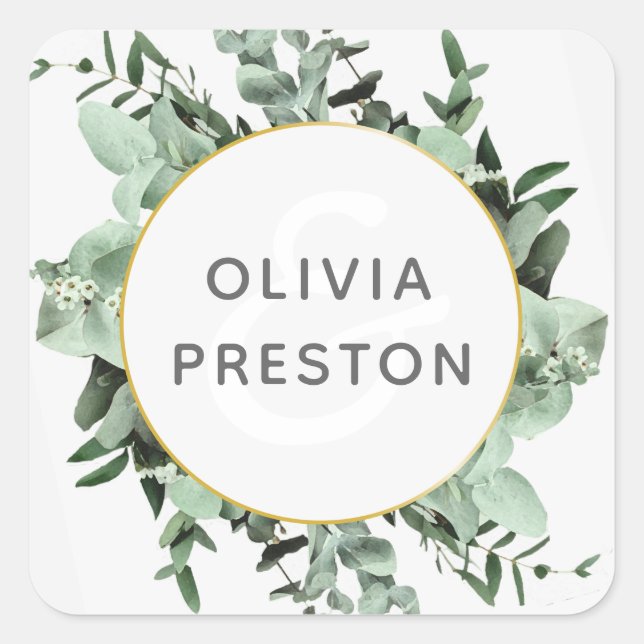 Eukalyptus Greenery Watercolor Wedding Sticker (Vorderseite)