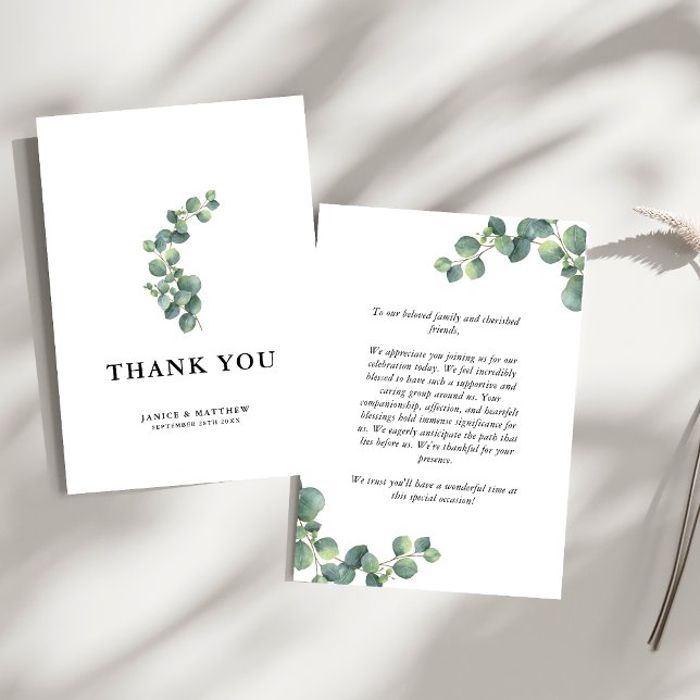 Eukalyptus Greenery Wedding Dankeskarte (Rustic eucalyptus greenery thank you card shares heartfelt gratitude with natural charm.)
