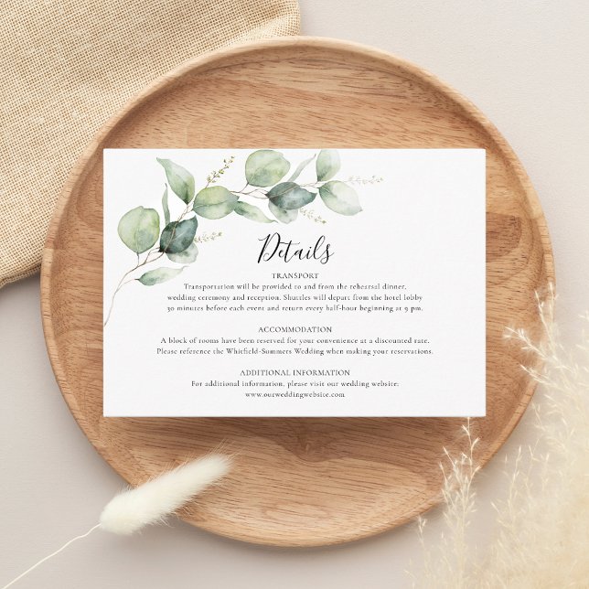 Eukalyptus Greenery Wedding Details Begleitkarte (Eucalyptus Greenery Wedding Details Enclosure Card)