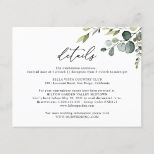 Eukalyptus Greenery Wedding Details Horizontal Begleitkarte