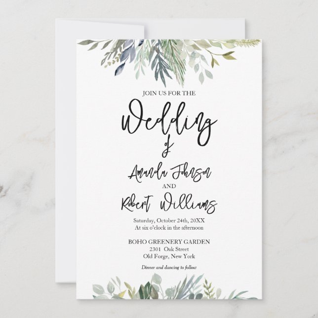 Eukalyptus Greenery Wedding Einladung (Vorderseite)