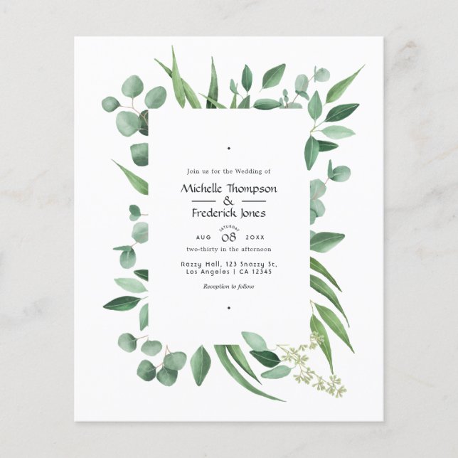 Eukalyptus Greenery Wedding Einladung Flyer (Vorne)