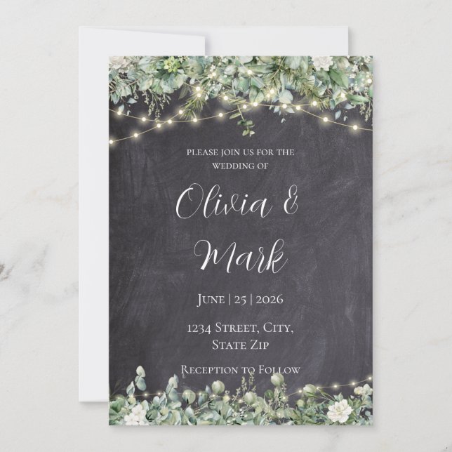 Eukalyptus Greenery Wedding Einladung | Rustikal (Vorderseite)