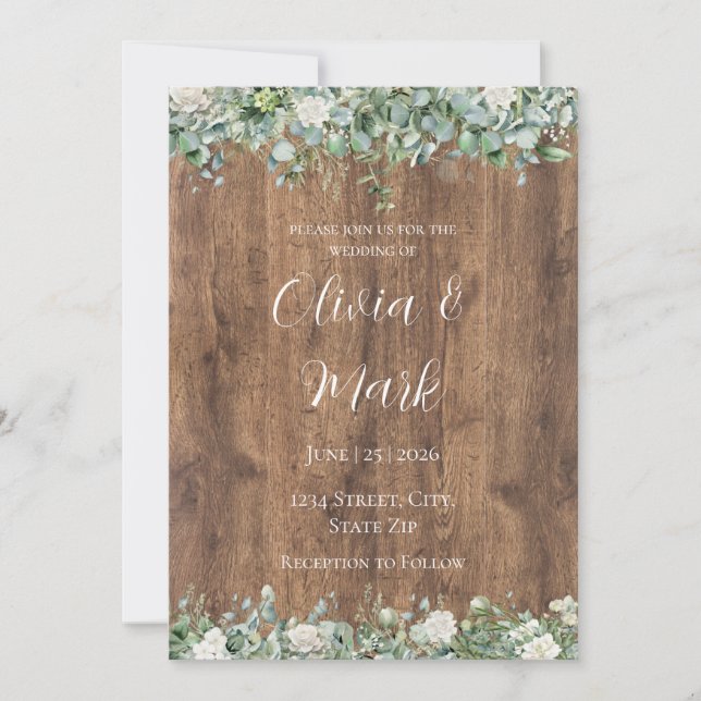 Eukalyptus Greenery Wedding Einladung | Rustikal (Vorderseite)
