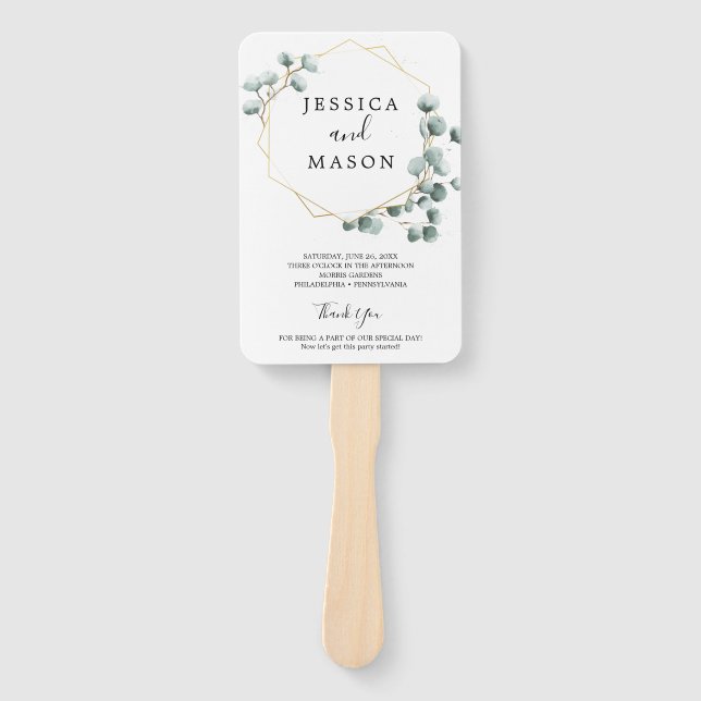 Eukalyptus Greenery Wedding Fan Programm Fächer (Vorderseite)
