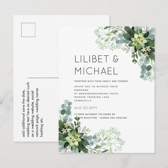 Eukalyptus Greenery Wedding Foliage Postkarte (Vorne/Hinten)