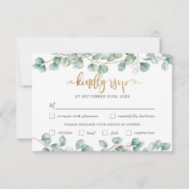 Eukalyptus Greenery Wedding Meal Choice RSVP Card