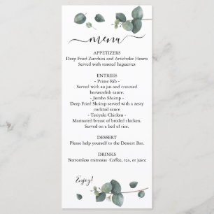 Eukalyptus Greenery Wedding Menükarte