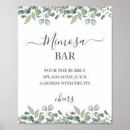 Eukalyptus Greenery Wedding Mimosa Sign Poster