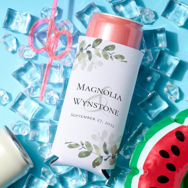 Eukalyptus Greenery Wedding Monogram Selters Dosenkühler (In Situ Sommer)