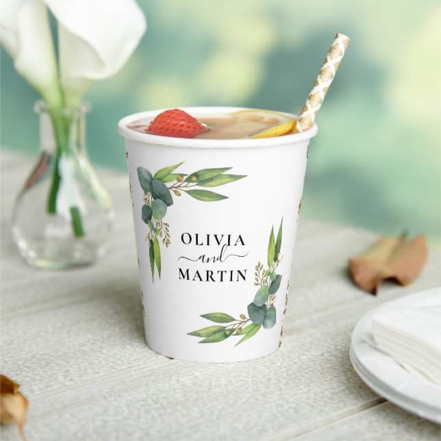 Eukalyptus Greenery Wedding Pappbecher (In Situ)