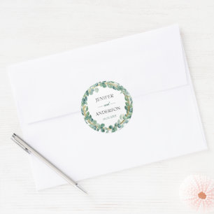 Eukalyptus Greenery Wedding Round Sticker