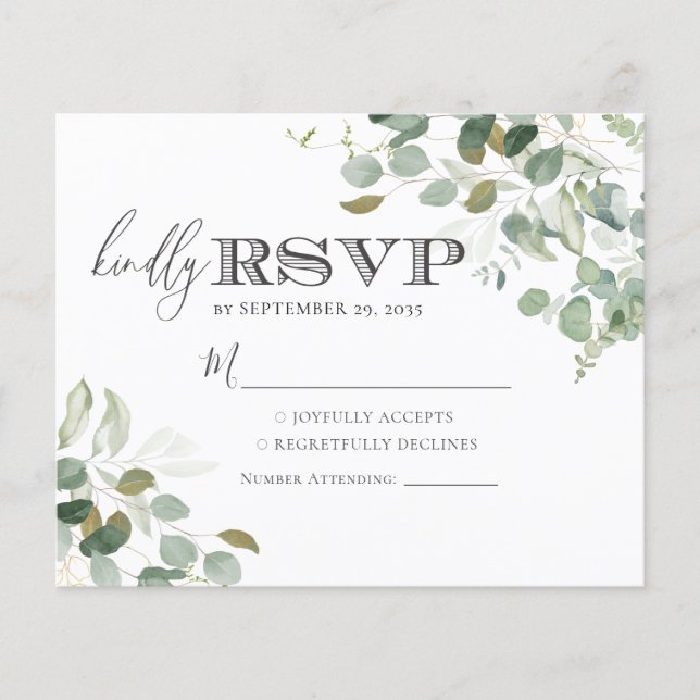 Eukalyptus Greenery Wedding RSVP Card (Vorderseite)