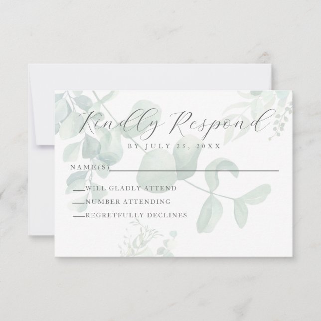 Eukalyptus Greenery Wedding RSVP Card Karte (Vorderseite)