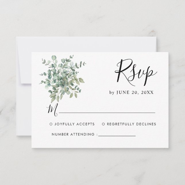 Eukalyptus Greenery Wedding RSVP Karte (Vorderseite)