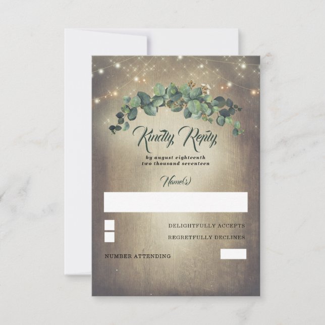 Eukalyptus Greenery Wedding RSVP Karte (Vorderseite)