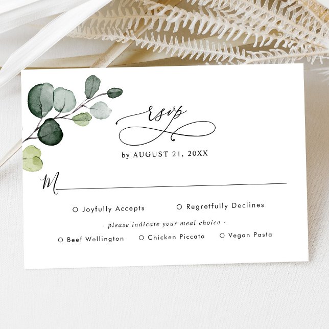 Eukalyptus Greenery Wedding Rsvp mit Optionen zum  (Von Creator hochgeladen)