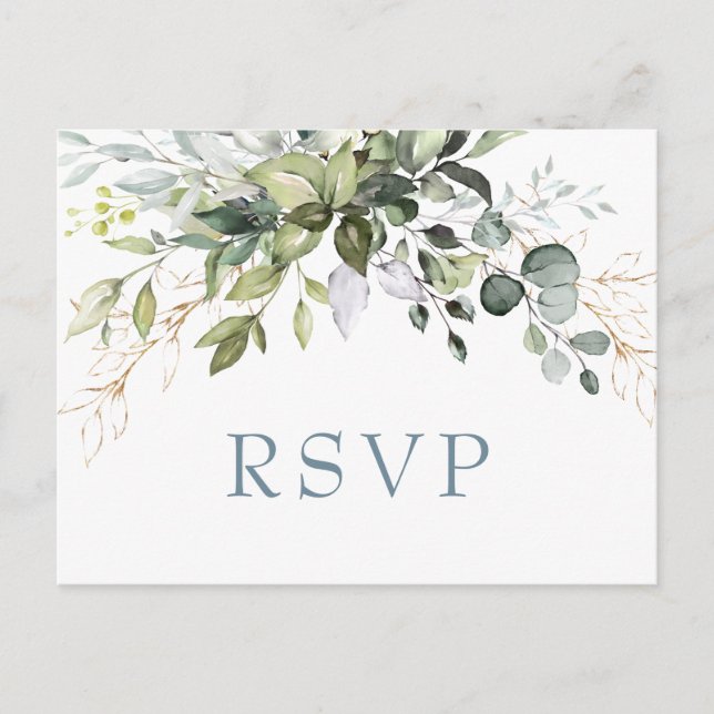 Eukalyptus Greenery Wedding RSVP mit Wahlmöglichke Postkarte (Vorderseite)