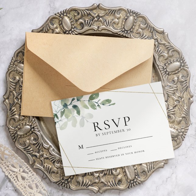 Eukalyptus Greenery Wedding RSVP Postkarte (Von Creator hochgeladen)