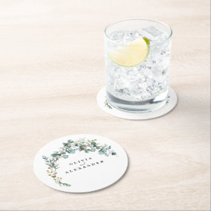 Eukalyptus Greenery Wedding Runder Pappuntersetzer