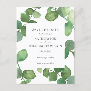 Eukalyptus Greenery Wedding Save the Date Ankündigungspostkarte