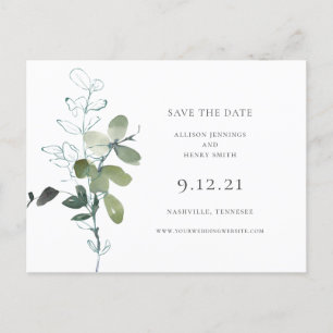 Eukalyptus Greenery Wedding Save the Date Ankündigungspostkarte