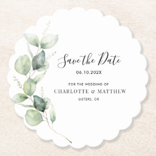 Eukalyptus Greenery Wedding Save the Date Untersetzer