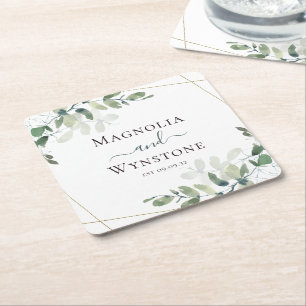 Eukalyptus Greenery Wedding Square Paper Untersetz Rechteckiger Pappuntersetzer