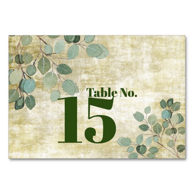 Eukalyptus Greenery Wedding Table Card Tischnummer (Vorderseite)