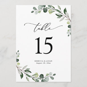 Eukalyptus Greenery Wedding Tischnummer Cards