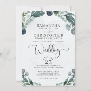 Eukalyptus Greenery Wedding Watercolor Einladung