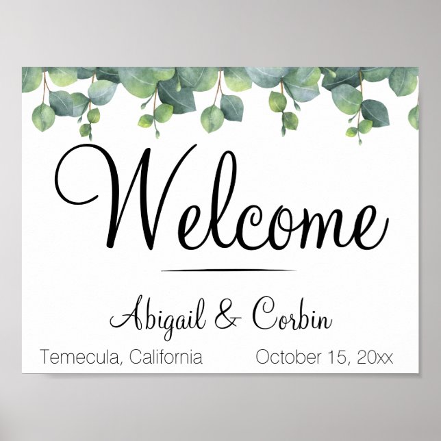 Eukalyptus Greenery Wedding Welcome Poster (Vorne)