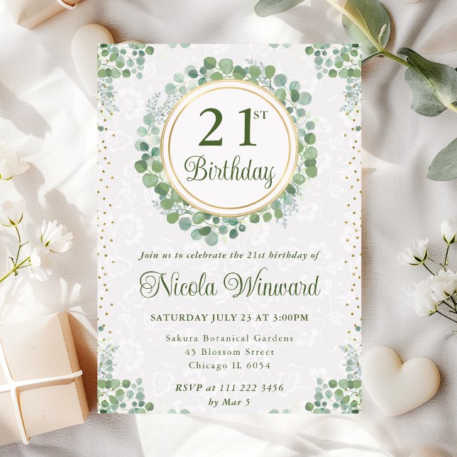 Eukalyptus Greenery Wreath Birthday Einladung (Von Creator hochgeladen)