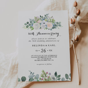 Eukalyptus-Grün 50. Hochzeitstag Einladung