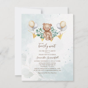 Eukalyptus Grün Bär Aquarell Baby Shower Einladung